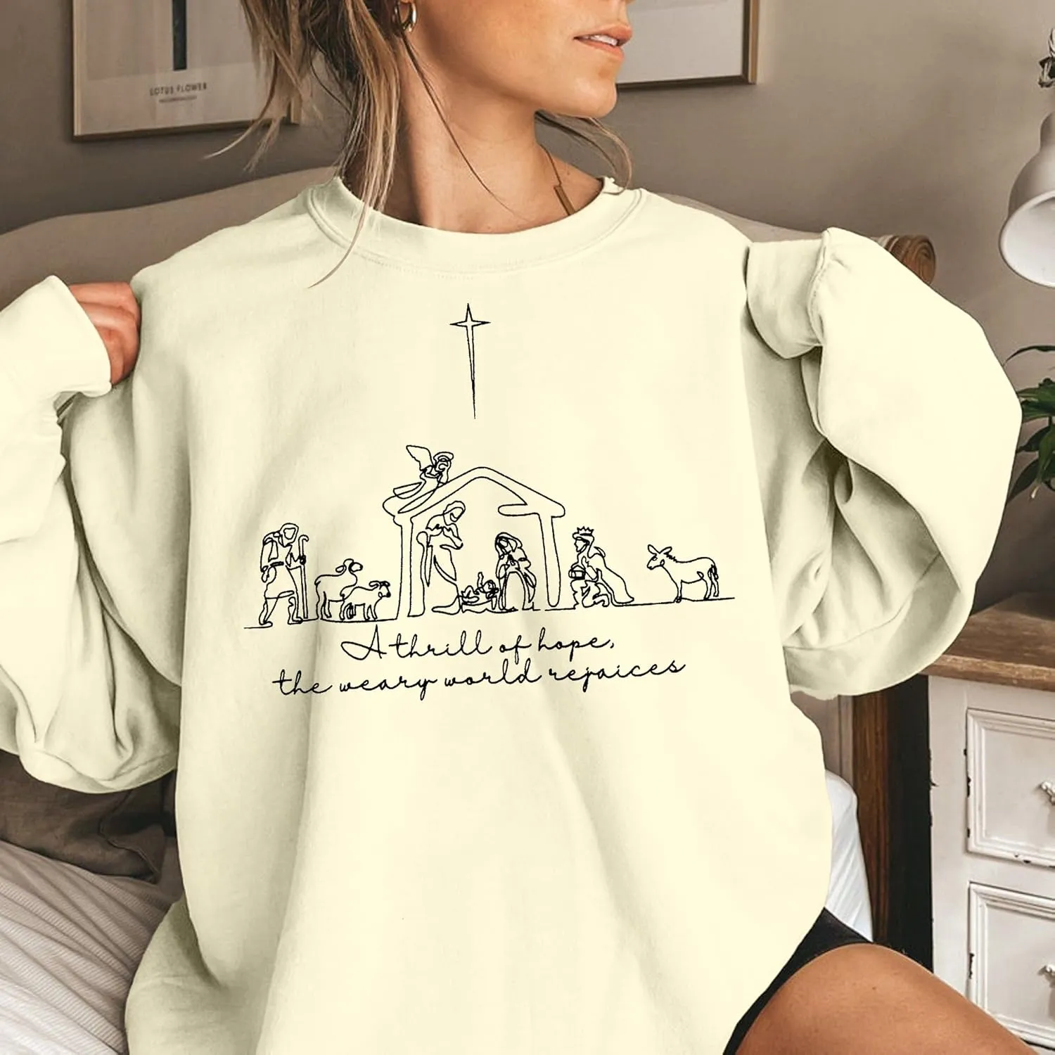 Christian Christmas Sweatshirt Women: Christmas Religious Graphic Shirt Xmas Holiday Pullover Tops