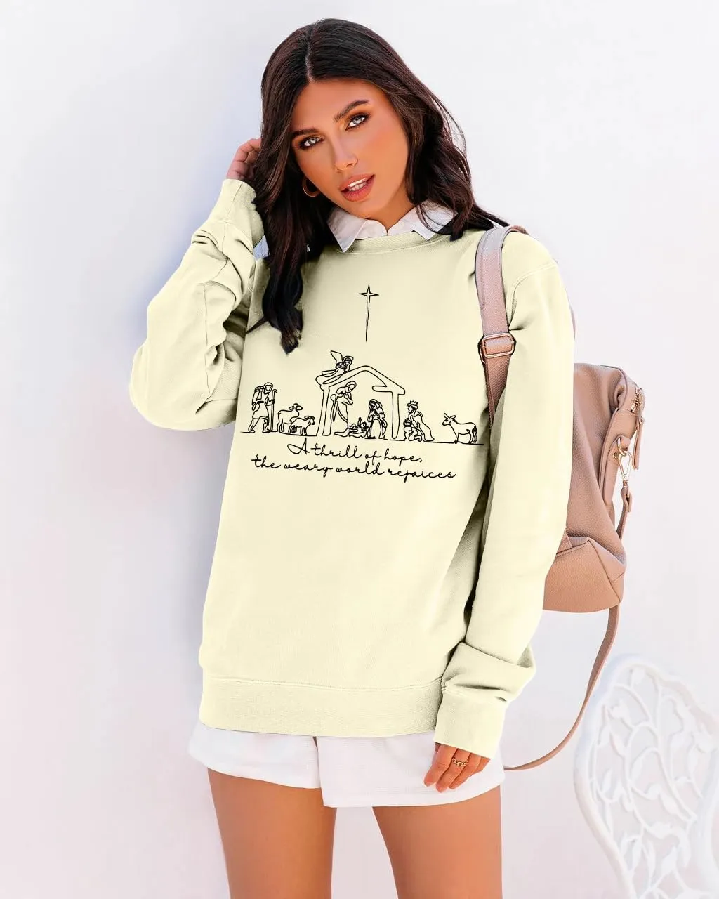 Christian Christmas Sweatshirt Women: Christmas Religious Graphic Shirt Xmas Holiday Pullover Tops