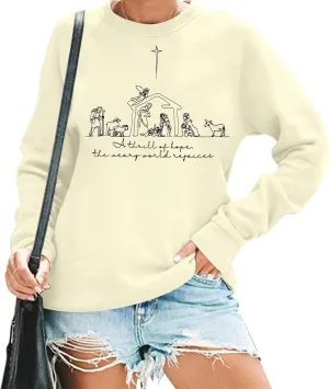 Christian Christmas Sweatshirt Women: Christmas Religious Graphic Shirt Xmas Holiday Pullover Tops