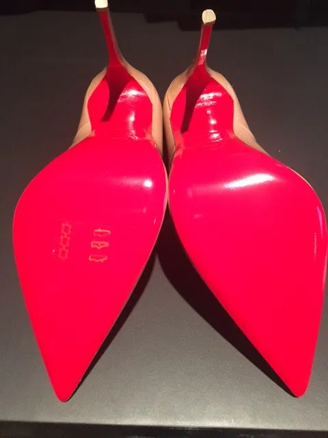 Christian Louboutin - "So Kate" 120 Nude Patent Point Toe High Heel - IT 39