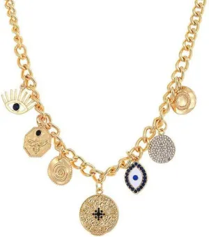 Chunky Gold Necklace for Women Charm 18K Gold Plated Pendant Necklace Rhinestone Chain Statement Jewelry