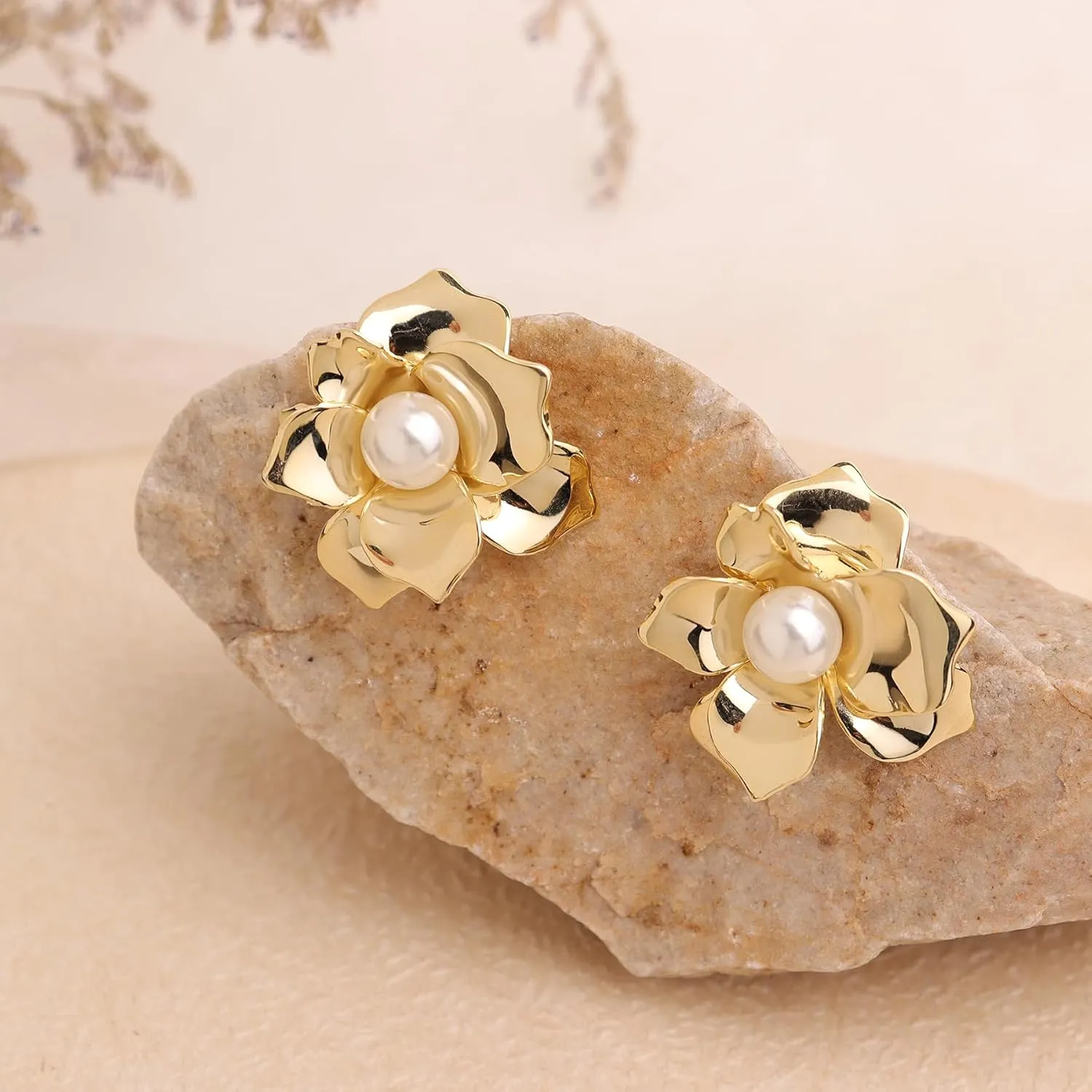 Chunky Gold Stud Earrings for Women, Trendy Statement Earing Summer Party Prom Fashion Jewelry Gifts