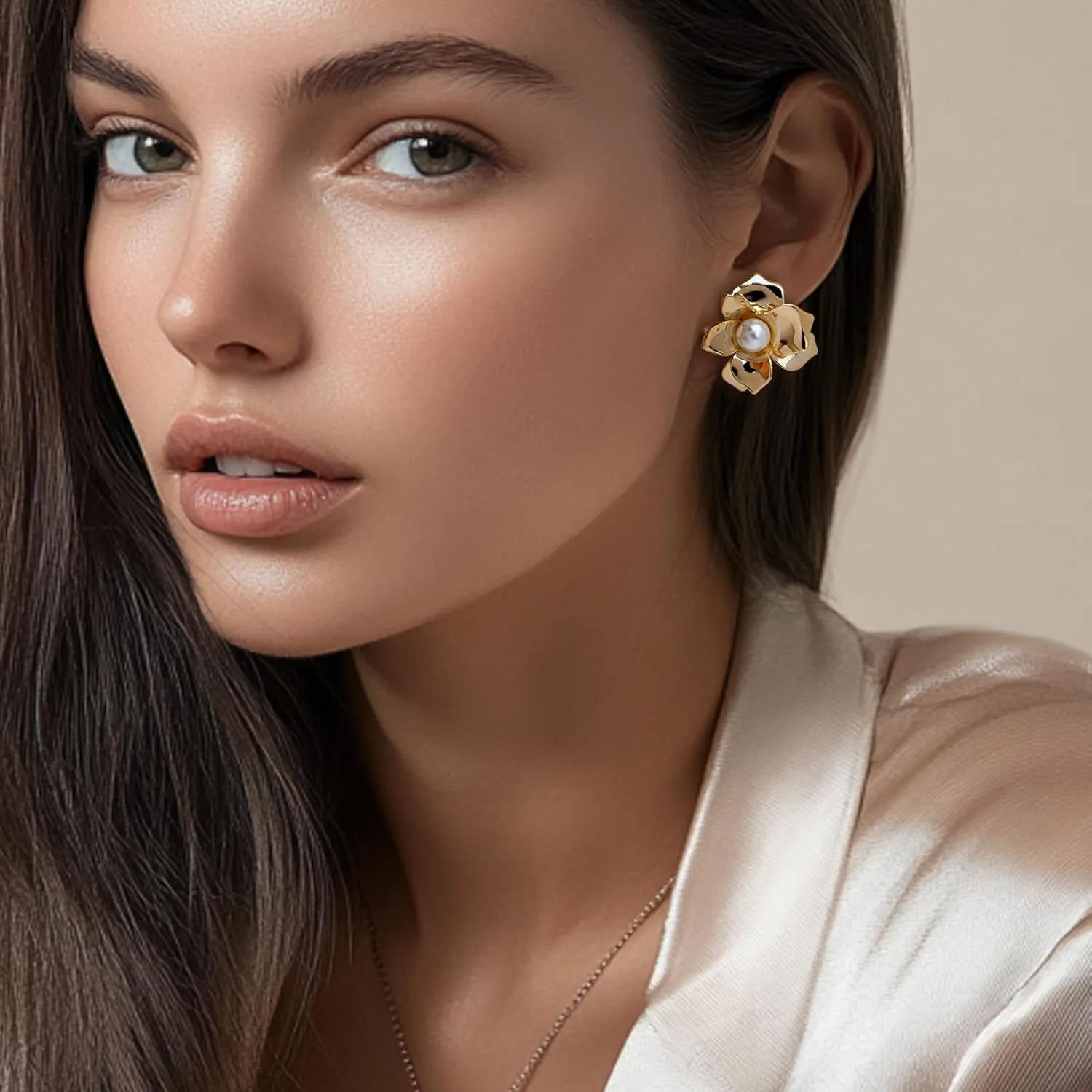 Chunky Gold Stud Earrings for Women, Trendy Statement Earing Summer Party Prom Fashion Jewelry Gifts