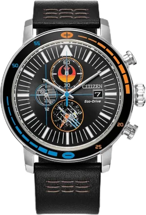 Citizen Men's Eco-Drive Rebel Starfighter Boxed Set, Stainless Steel Case, Black Leather Strap (Model: CA0870-43W)