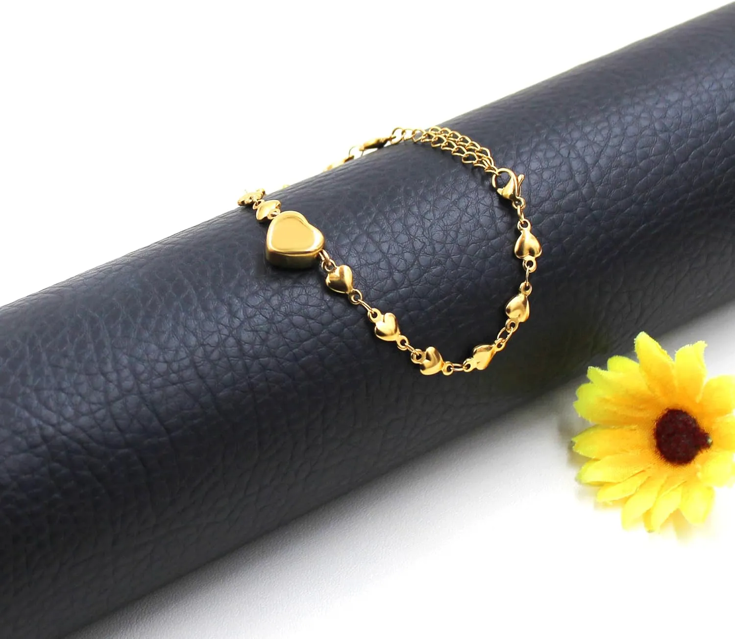 Classic Love Heart Design Fashion Accessory Bracelet Stainless Steel Love Heart Charm Adjustable Link Chain Bracelet for Women