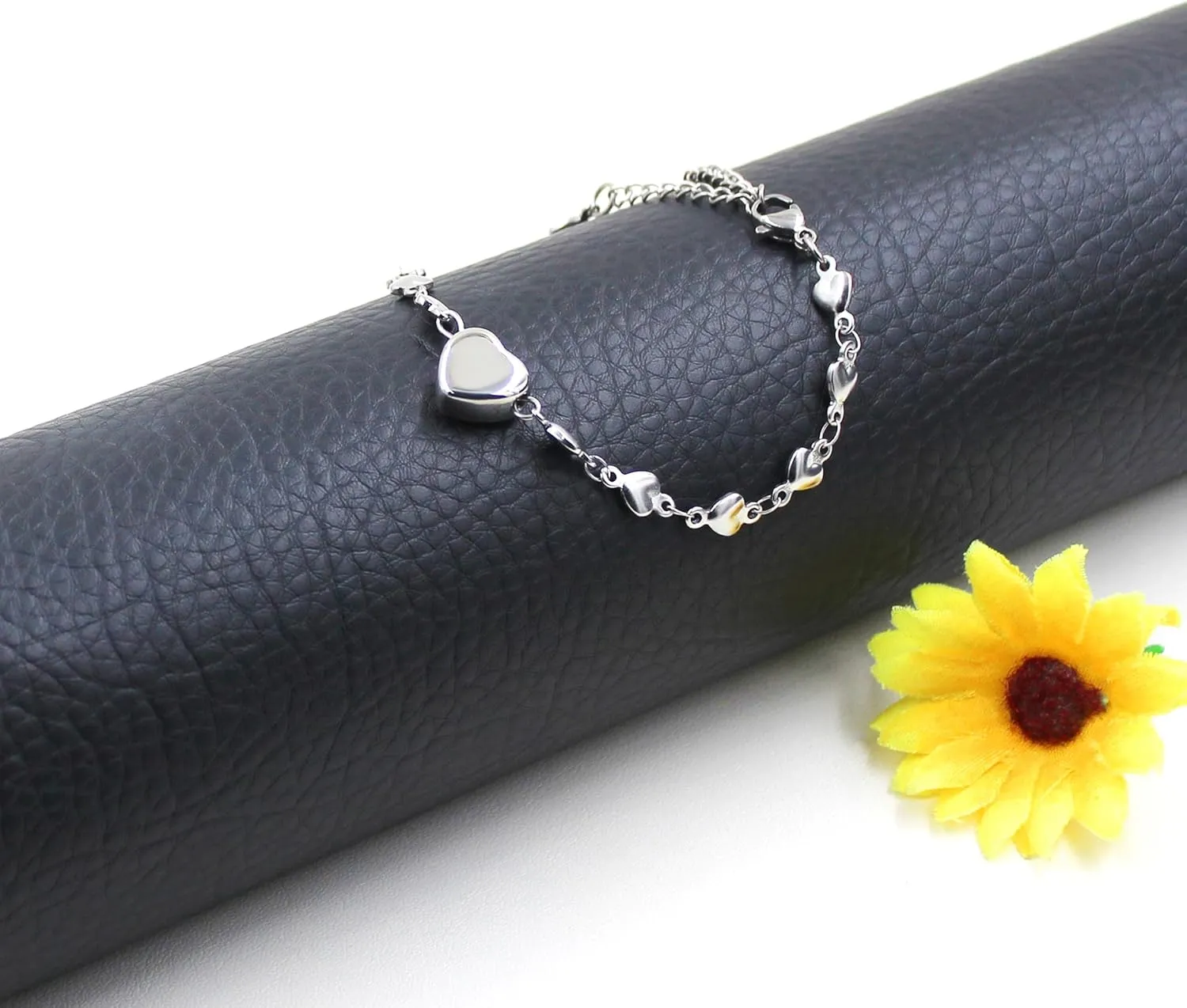 Classic Love Heart Design Fashion Accessory Bracelet Stainless Steel Love Heart Charm Adjustable Link Chain Bracelet for Women