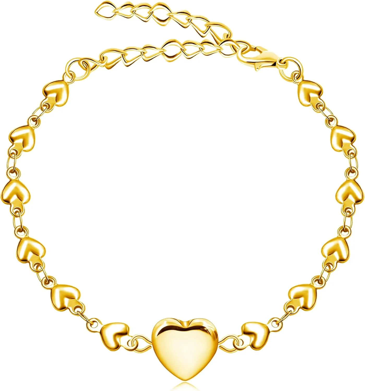 Classic Love Heart Design Fashion Accessory Bracelet Stainless Steel Love Heart Charm Adjustable Link Chain Bracelet for Women