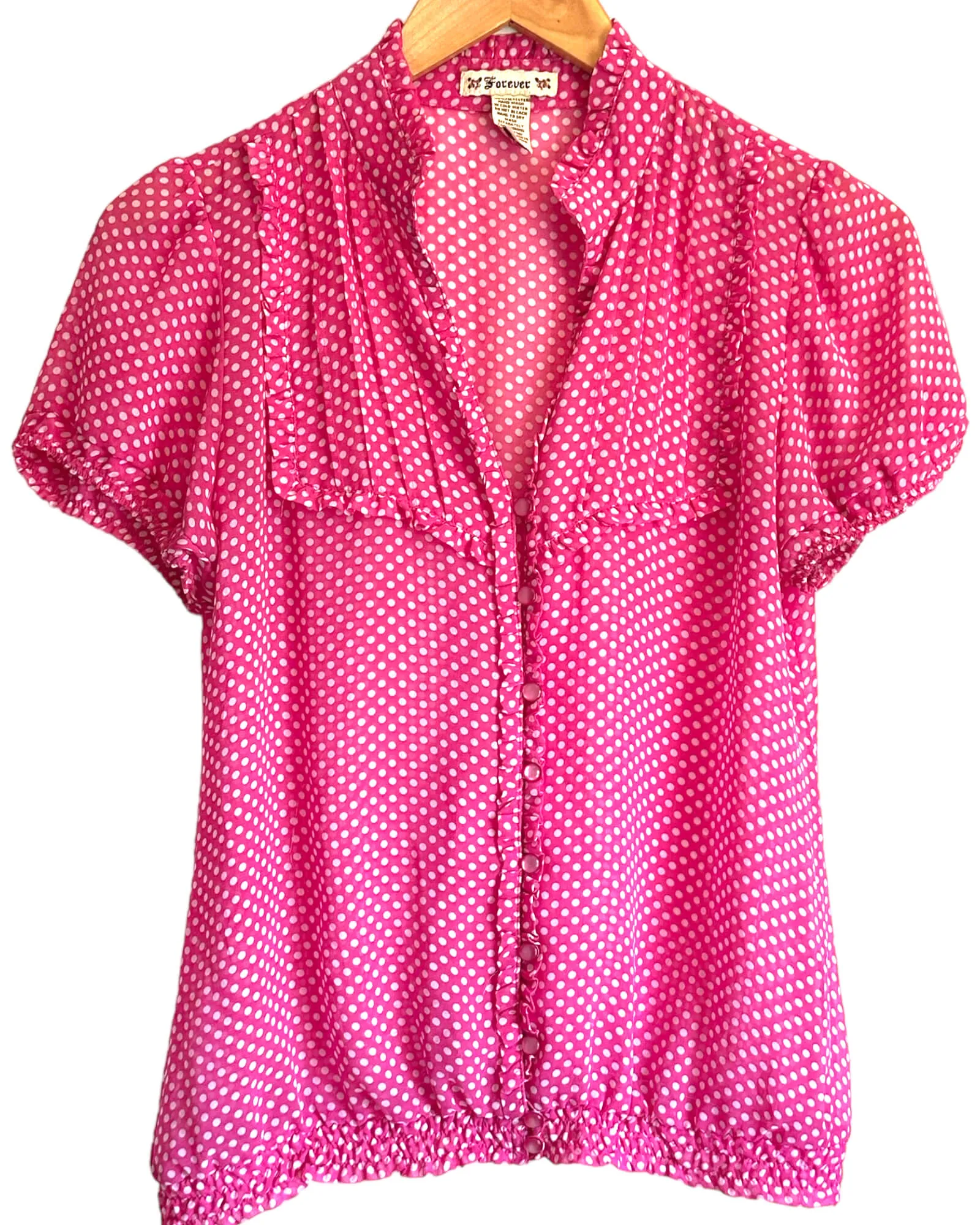 Cool Summer Dot Print Pleated Ruffle Top