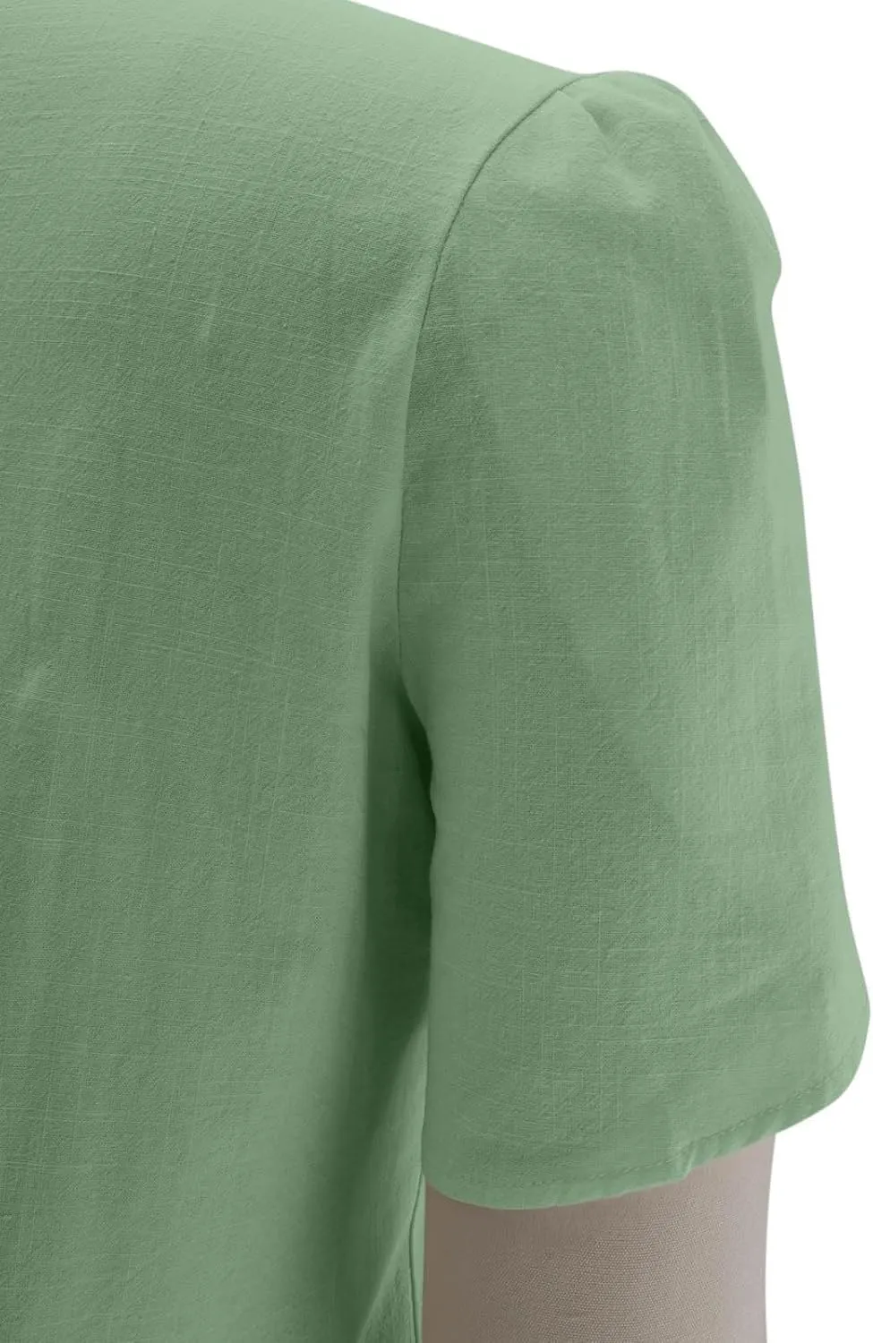 Cotton Linen Shirts for Women 2025 Buttons V Neck Short Sleeve Tops Summer Trendy Blouses Casual Loose Tunic Clothes