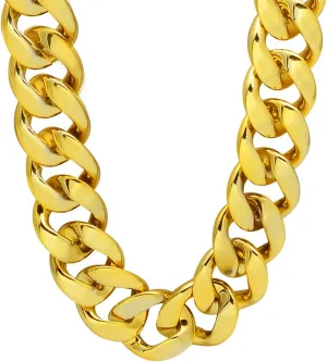 CrazyPiercing Faux Gold Acrylic Chain Necklace, 90s Punk Style Necklace Costume Jewelry, Hip Hop Turnover Chain Necklace, Plastic 32 inches, 36 inches 35mm