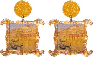 Creative Impressionist Painting Earrings for Women Charm Sunflower Earrings Abstract Art Earrings Fashion Jewelry Charm