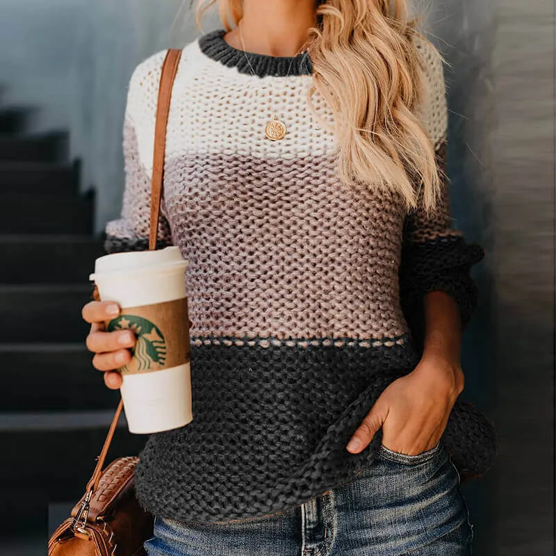 Crewneck Colorblock Mohair Pullover Sweater