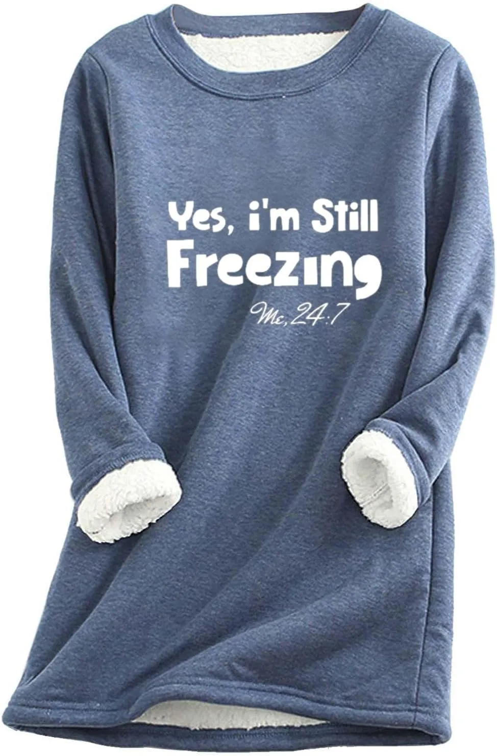 Crewneck Sweatshirts Women Fleece Lined Pullover Sweatshirt Letter Print Sweatshirt Warm Fuzzy Long Sleeve Shirts