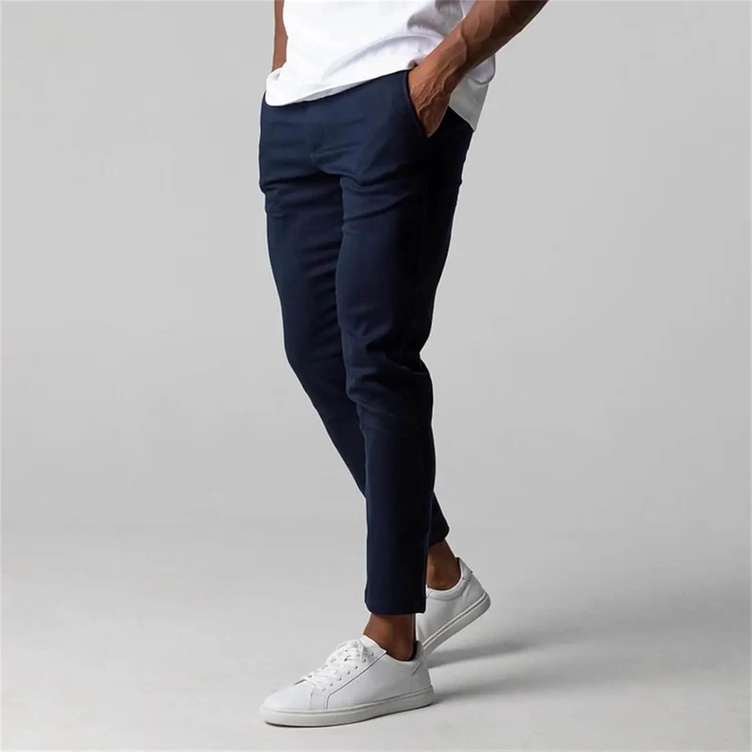 CRNTCEM Mens Slim Fit Suit Pants Casual Golf Pants Tapered Leg Chino Flat Front Dress Trousers Buisness Work Formal Trousers
