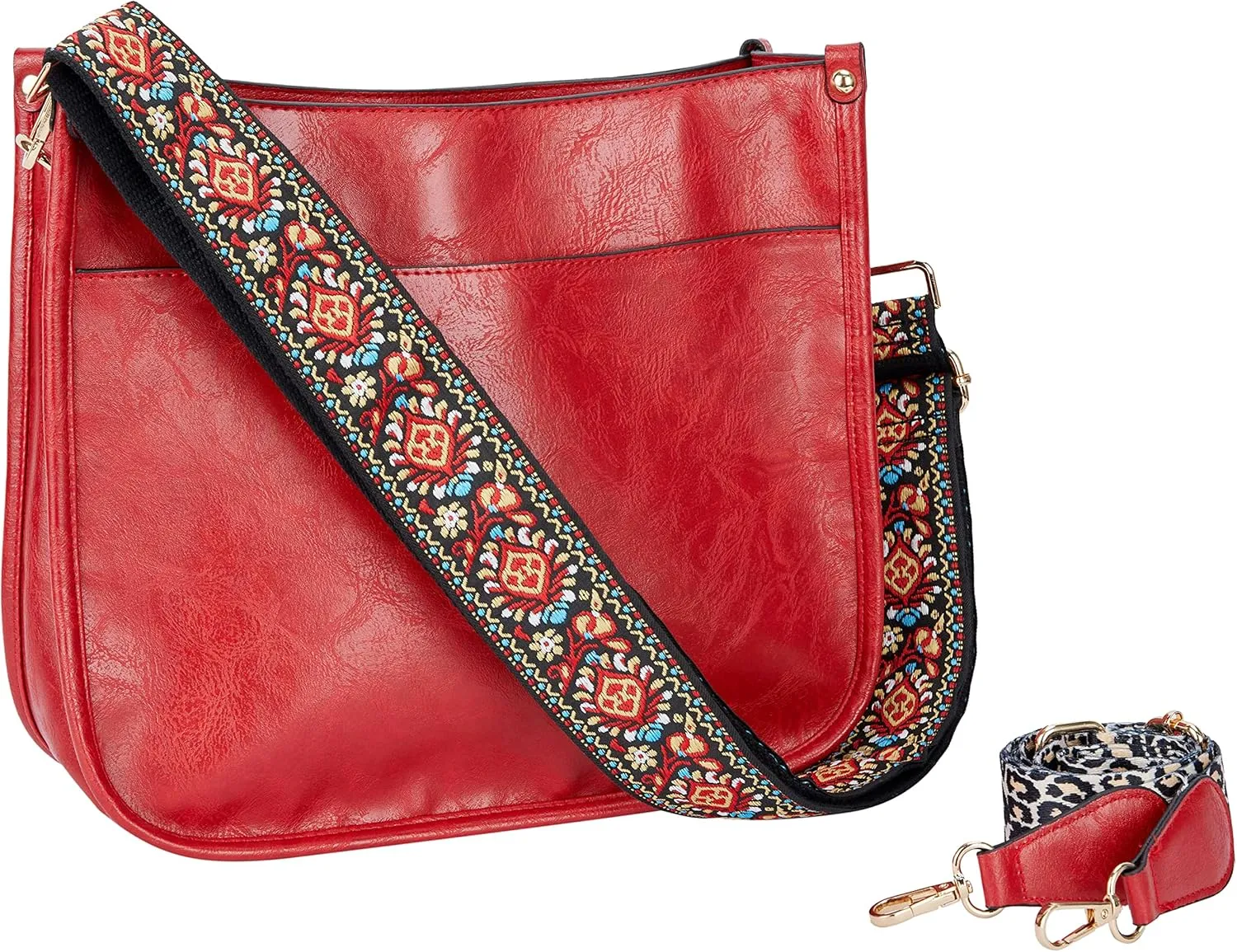Crossbody Bag for Women Trendy - Vegan Leather Shoulder Purse, Medium Hobo Bag with 2 Strap