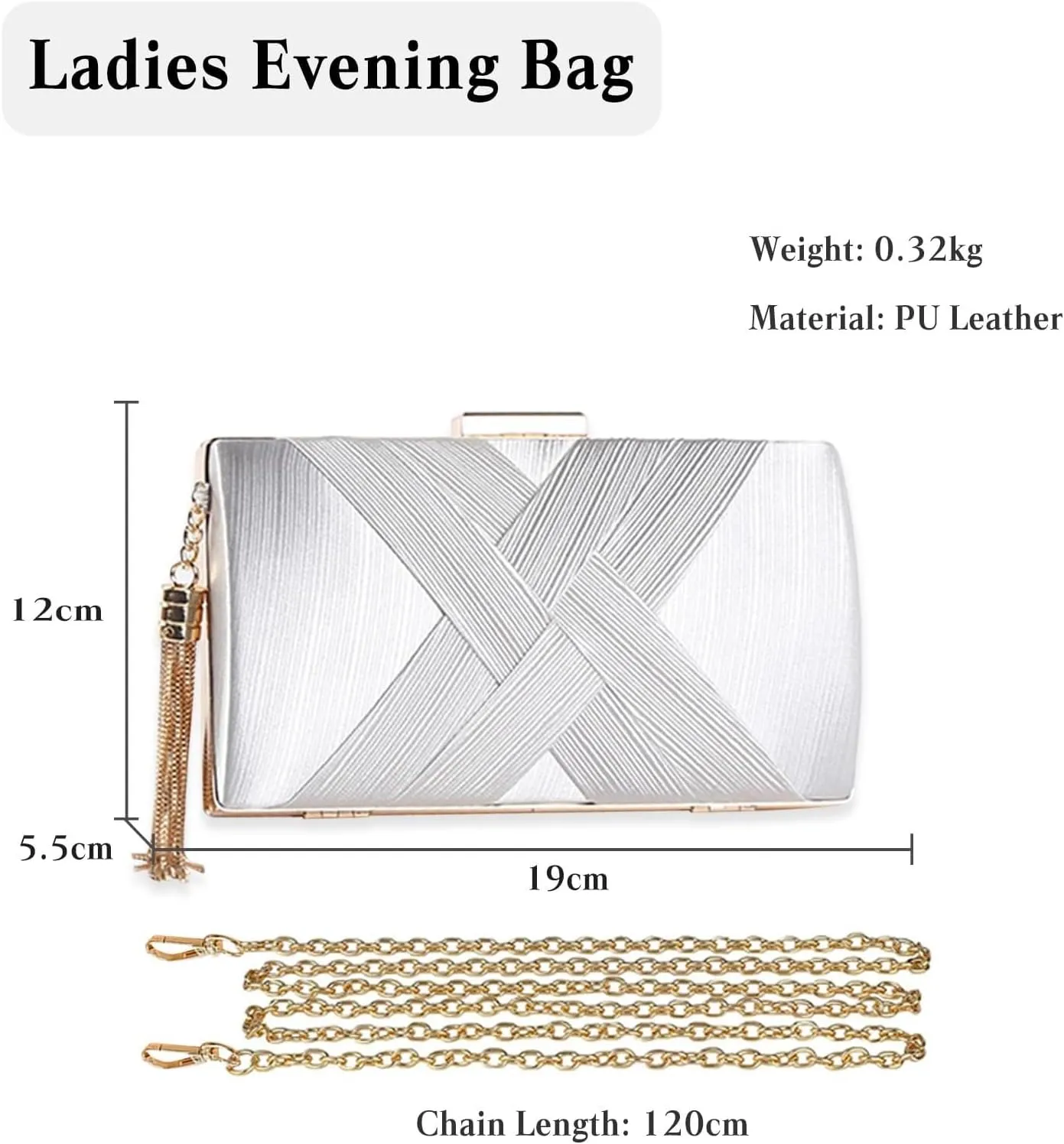 Crossbody Fringed Handbag Women Clutch Evening with Tassel Pendant Ladies Shoulder Bridal Wedding Purse