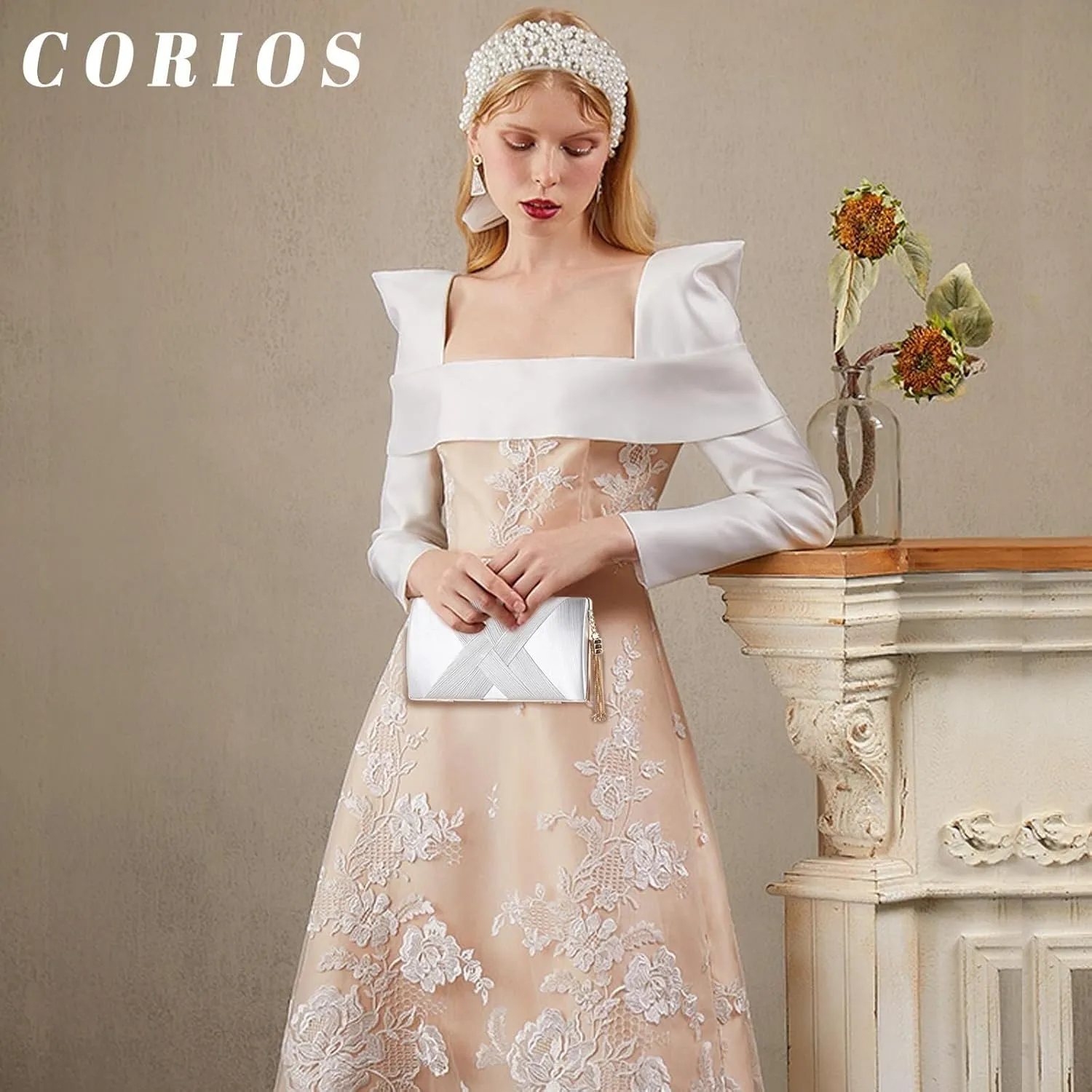 Crossbody Fringed Handbag Women Clutch Evening with Tassel Pendant Ladies Shoulder Bridal Wedding Purse