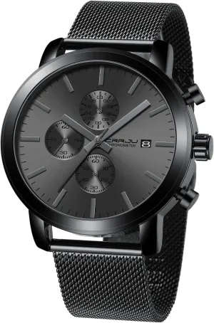 CRRJU Mens Stylish Casual Quartz Watches for Men Luxury Waterproof Calendar Chronograph Japan Movement Wristwatches
