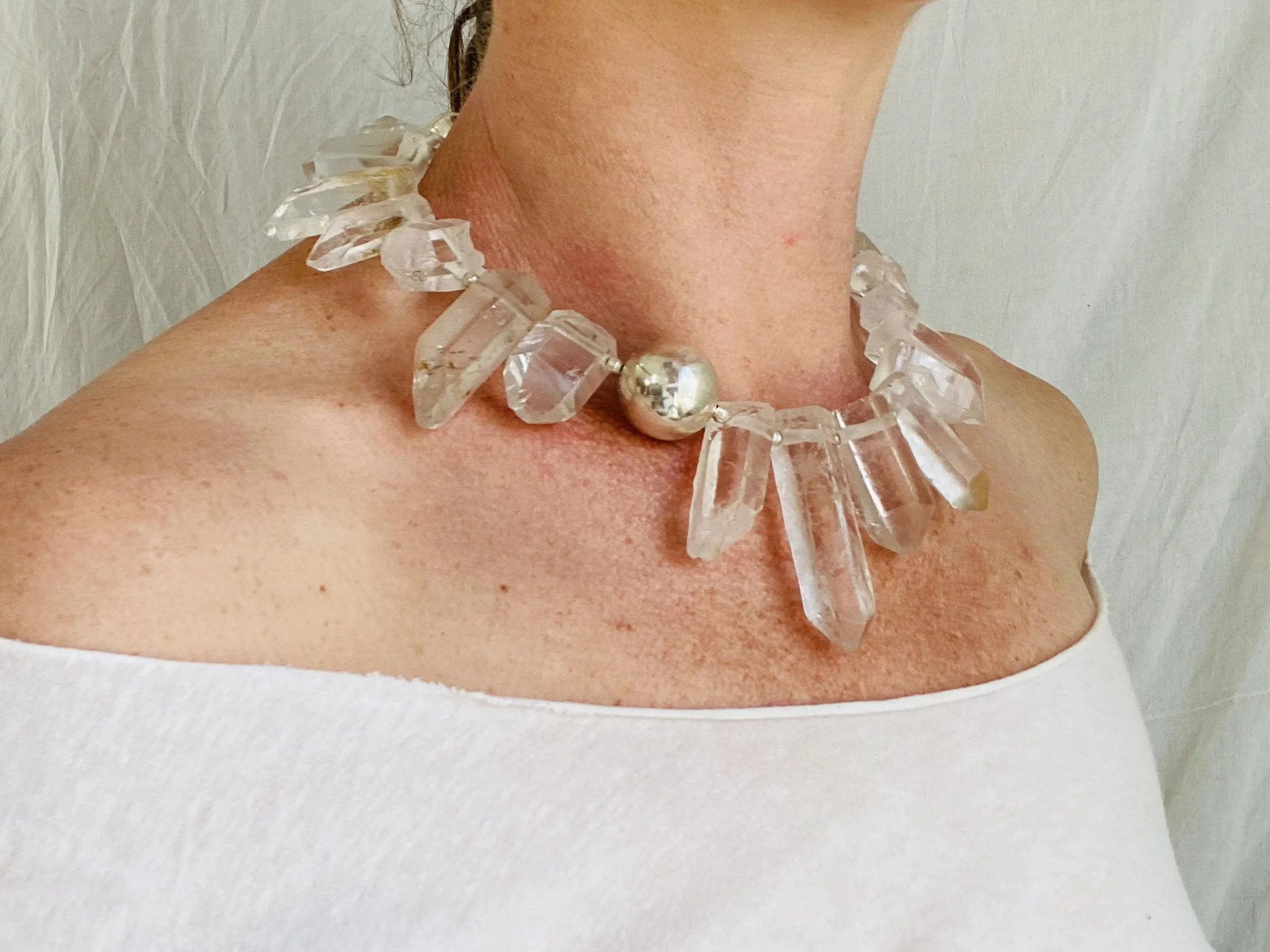 Crystal and Sterling Silver Necklace.