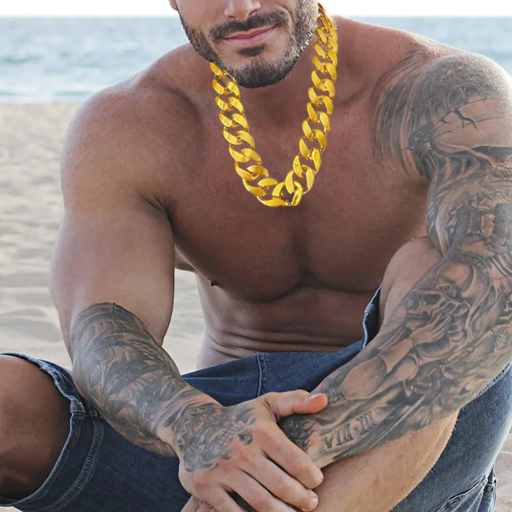 CSIYANJRY99 Plastic Chunky Gold Necklace for Men Women Fake Gold Chain 80s 90s Rapper Punk Hip Hop Necklace Costume Jewelry Accessory (35 * 1.38 Inches)