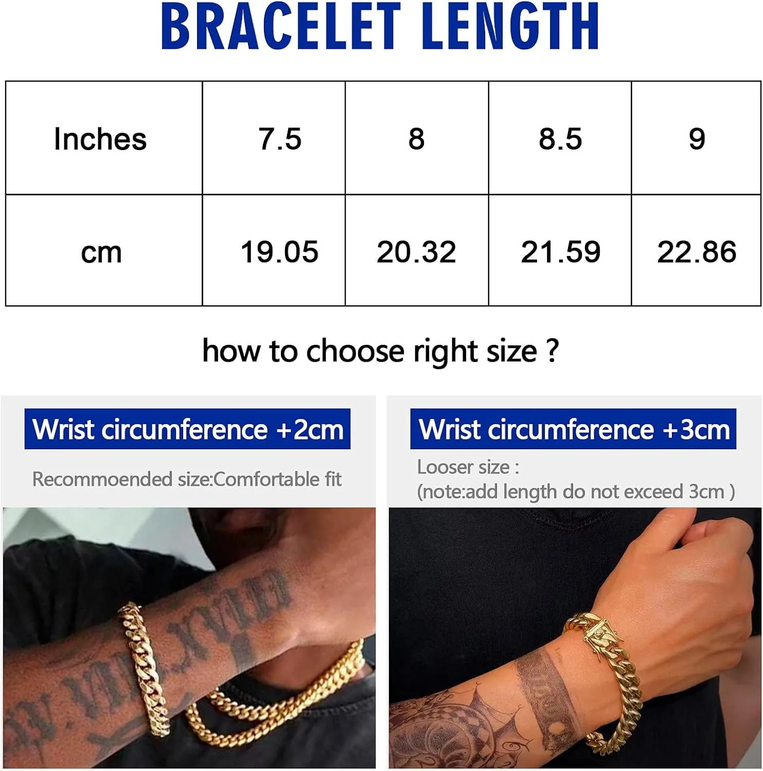 Cuban Link Bracelet for Men Women ,14k Real Gold Plated Miami Cuban Bracelet , 6-18mm Width ,8/8.5/9 inch Length Stainless Steel Bracelet,Stainless Steel Fashion Jewelry Bracelet- Send Gift Box(Father Day Birthday Valentine's Day Christmas Gifts)