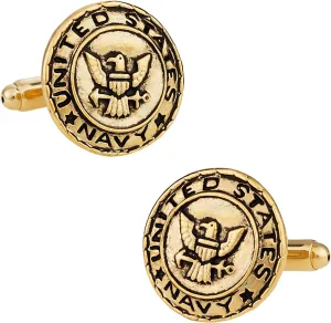 Cuff-Daddy US Navy Cufflinks Gold for Active Military Veterans Travel Presentation Gift Box Men
