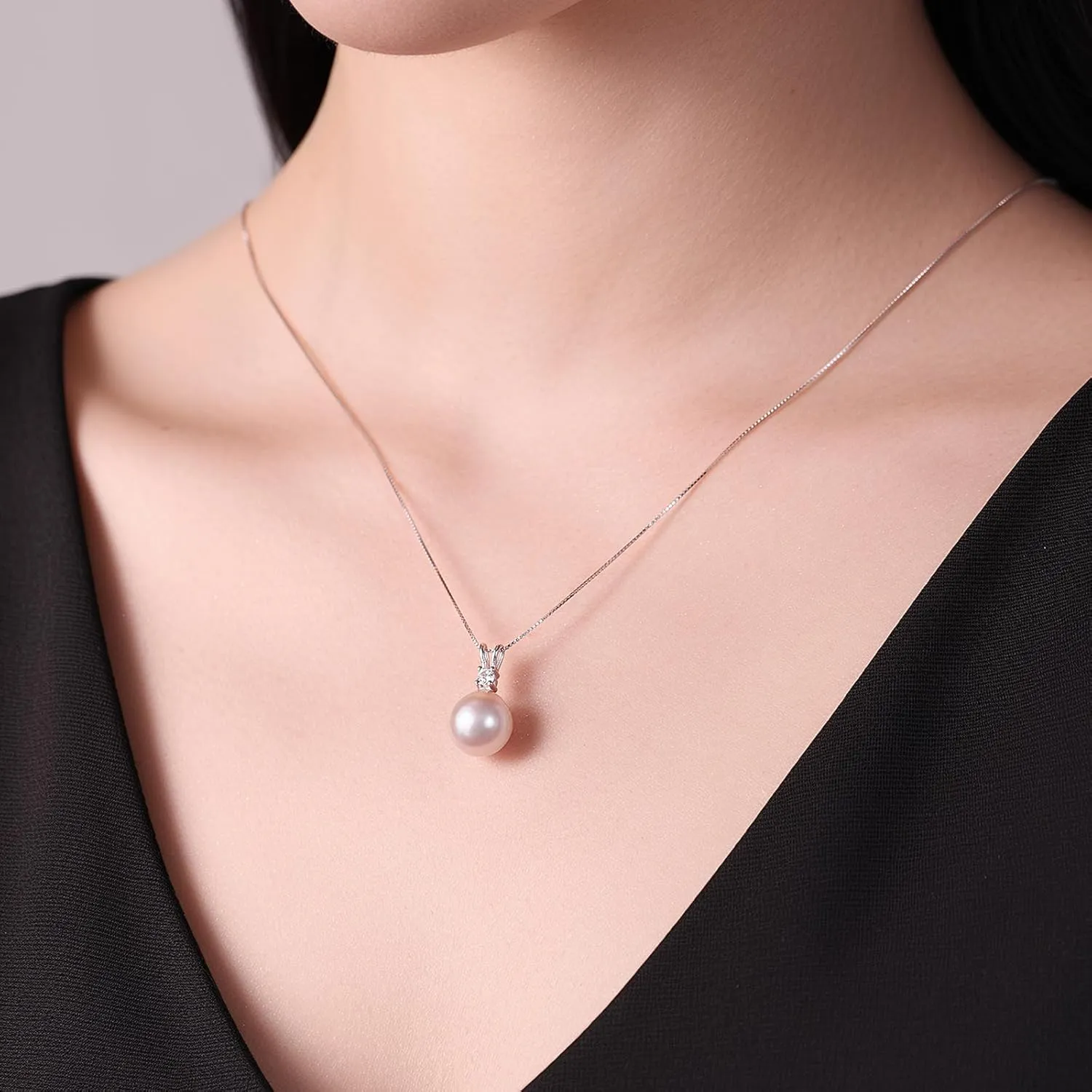 Cultured 11-12MM Round Pink Purple Blue Grey Golden Tahitian Black Pearl Necklace for Women, S925 Sterling Silver 18K Gold Plated, Single Pearl Pendant Necklace