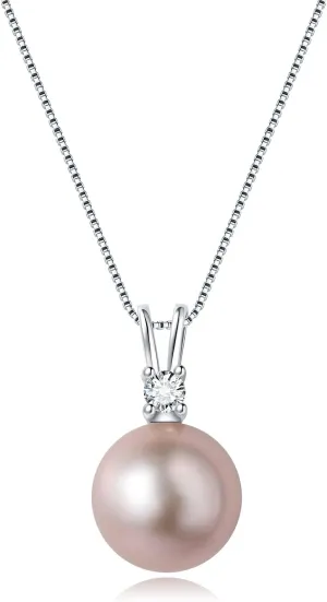 Cultured 11-12MM Round Pink Purple Blue Grey Golden Tahitian Black Pearl Necklace for Women, S925 Sterling Silver 18K Gold Plated, Single Pearl Pendant Necklace