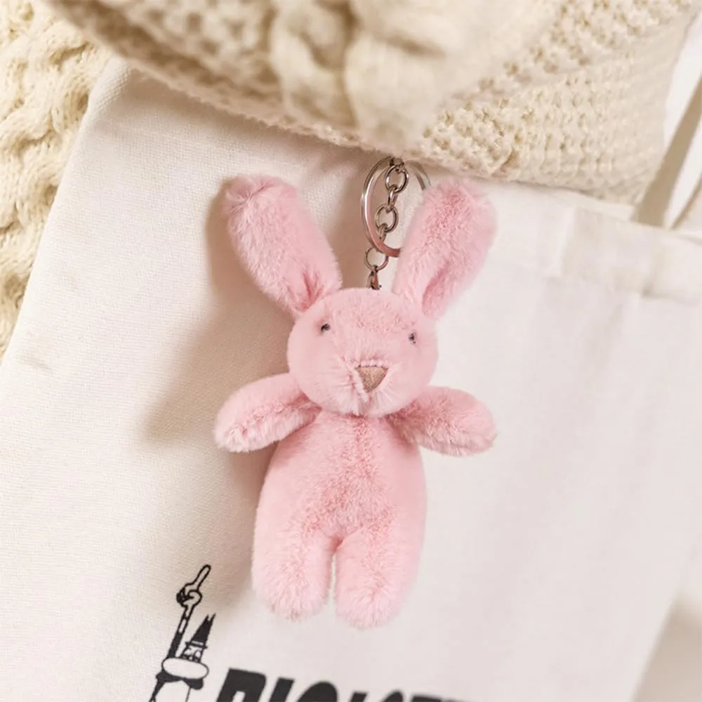 Cute Bunny Bag Charm, Plush Rabbit Keychain Mini Rabbit Car Keys Decor Purse Charm Pendant Decoration