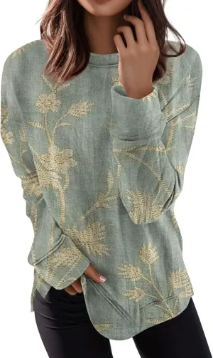 Cute Sweatshirts For Women Fall Pullover Sweater Tops Comfy Sweatshirts Printed Travel Outfits