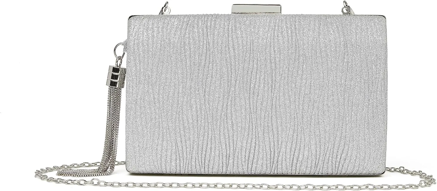 Daiblueland Elegant Evening Bag For Women Bling Fringed Chain Crossbody Purse Clutch For Party Wedding