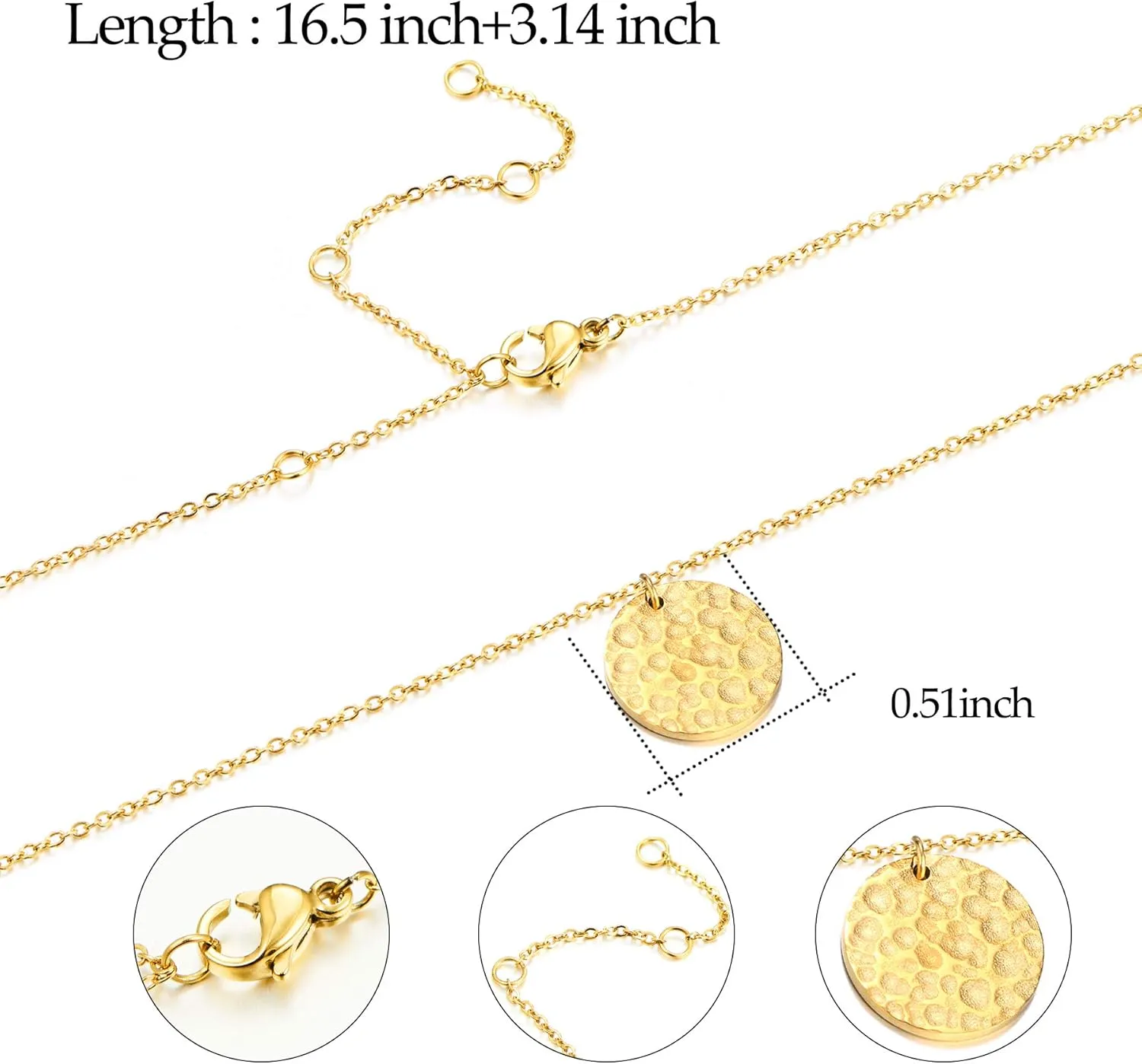 Dainty Gold Layered Bar Neckalce Moon Pendant Lariat Y Necklace 14K Gold Simple Necklace for Women