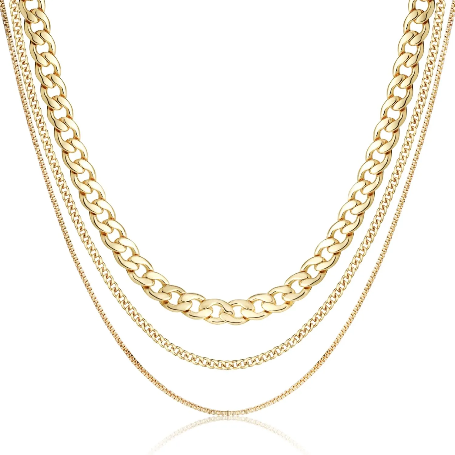 Dainty Layered Necklaces for Women Trendy Layered Gold Necklace Paperclip Box Chain Layered Necklace Set Jewelry Gifts for Women