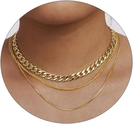 Dainty Layered Necklaces for Women Trendy Layered Gold Necklace Paperclip Box Chain Layered Necklace Set Jewelry Gifts for Women