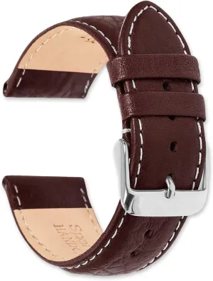 deBeer Sport Leather with Contrast Color Stitching Watch Band- Choice of Color (Black, Brown, Havana, Red, Navy) & Width (12mm, 14mm, 16mm, 17mm, 18mm, 19mm, 20mm, 22mm, 24mm, 26mm, 28mm)