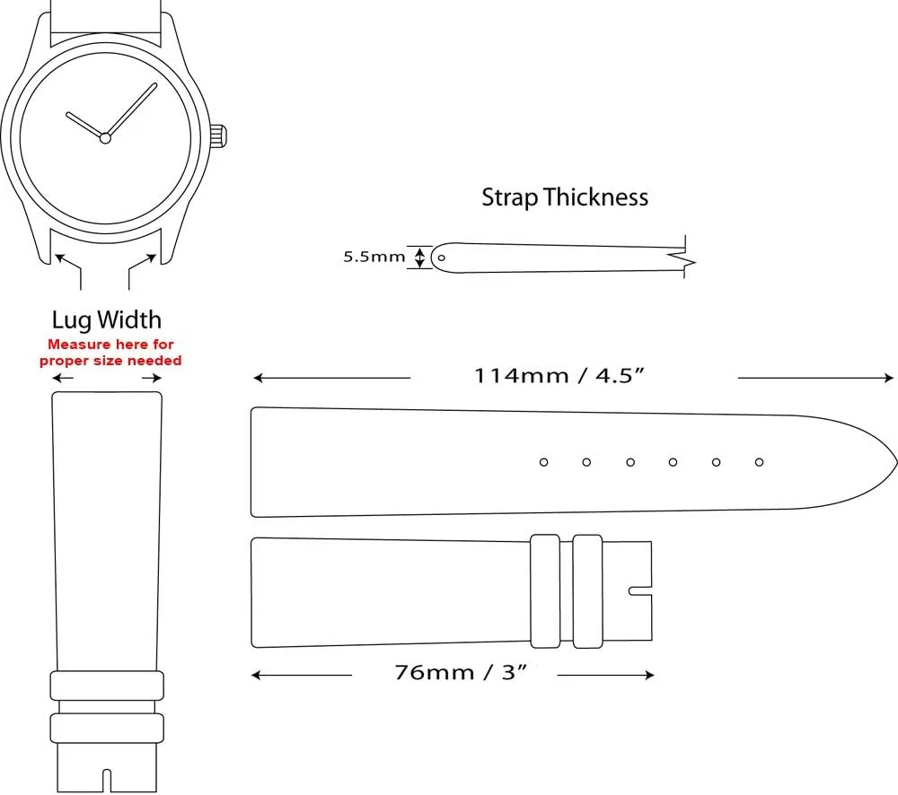 deBeer Sport Leather with Contrast Color Stitching Watch Band- Choice of Color (Black, Brown, Havana, Red, Navy) & Width (12mm, 14mm, 16mm, 17mm, 18mm, 19mm, 20mm, 22mm, 24mm, 26mm, 28mm)