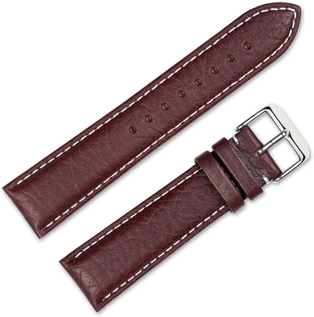 deBeer Sport Leather with Contrast Color Stitching Watch Band- Choice of Color (Black, Brown, Havana, Red, Navy) & Width (12mm, 14mm, 16mm, 17mm, 18mm, 19mm, 20mm, 22mm, 24mm, 26mm, 28mm)