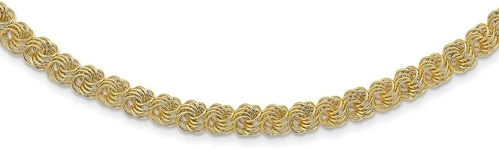 Diamond2Deal 14k Yellow Gold Polished & Textured Quadruple Link Necklace