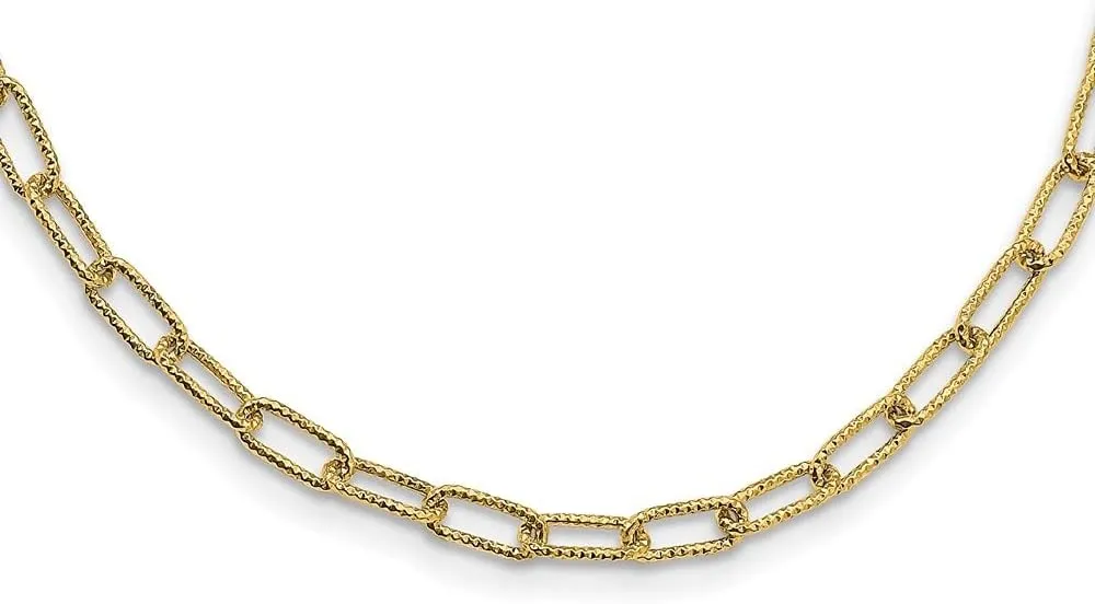 Diamond2Deal 14k Yellow Gold Textured Open Link Necklace