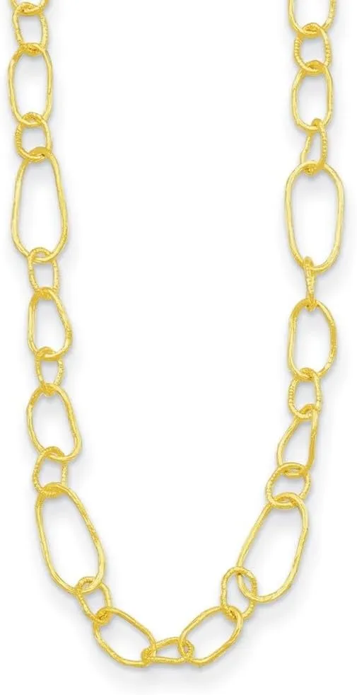 Diamond2Deal 18K Yellow Gold Textured Fancy Link Chain Necklace 18"