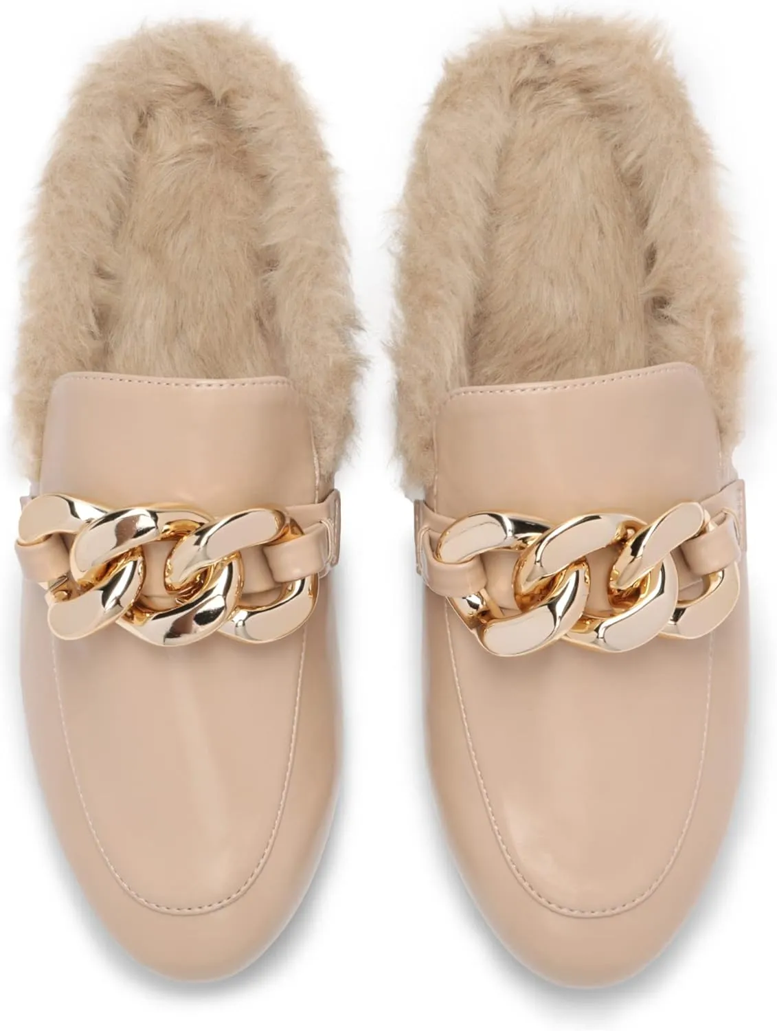 DREAM PAIRS Mules for Women Flats Shoes Comfortable Slip on Closed Toe Slides Loafers with Chain Backless Womens Mules