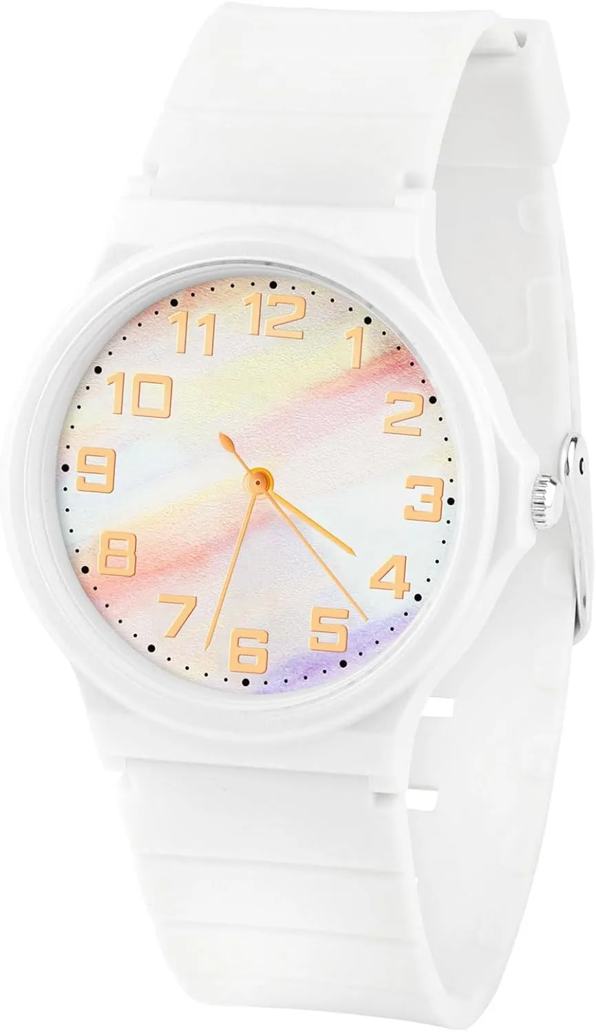 Edillas Kids Watch Analog for Girls Boys, 50M Waterproof Children Quartz SquareWristwatches for Kids, Students with Soft Silicone Strap, Easy to Read Learn time Presents