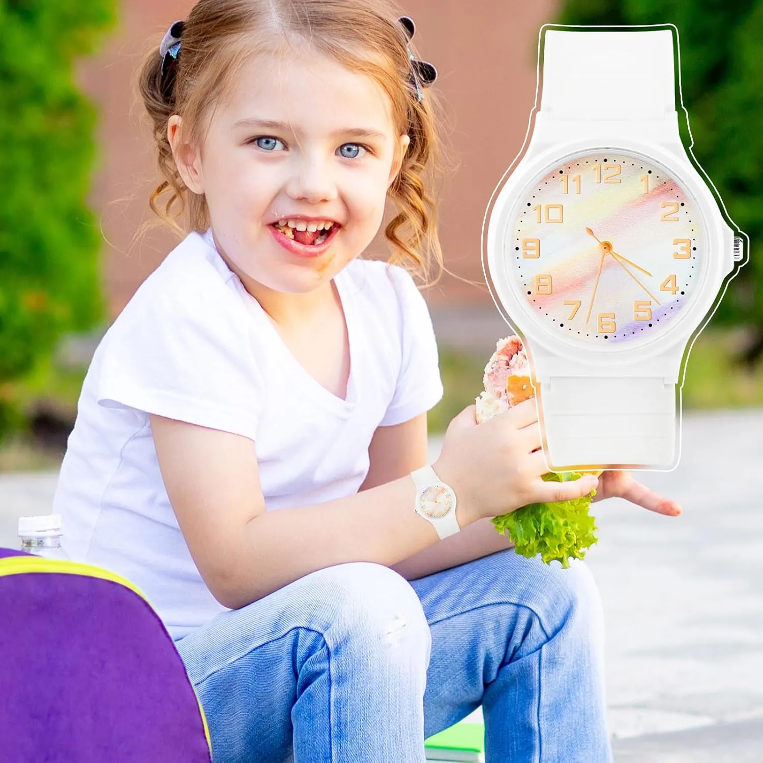 Edillas Kids Watch Analog for Girls Boys, 50M Waterproof Children Quartz SquareWristwatches for Kids, Students with Soft Silicone Strap, Easy to Read Learn time Presents