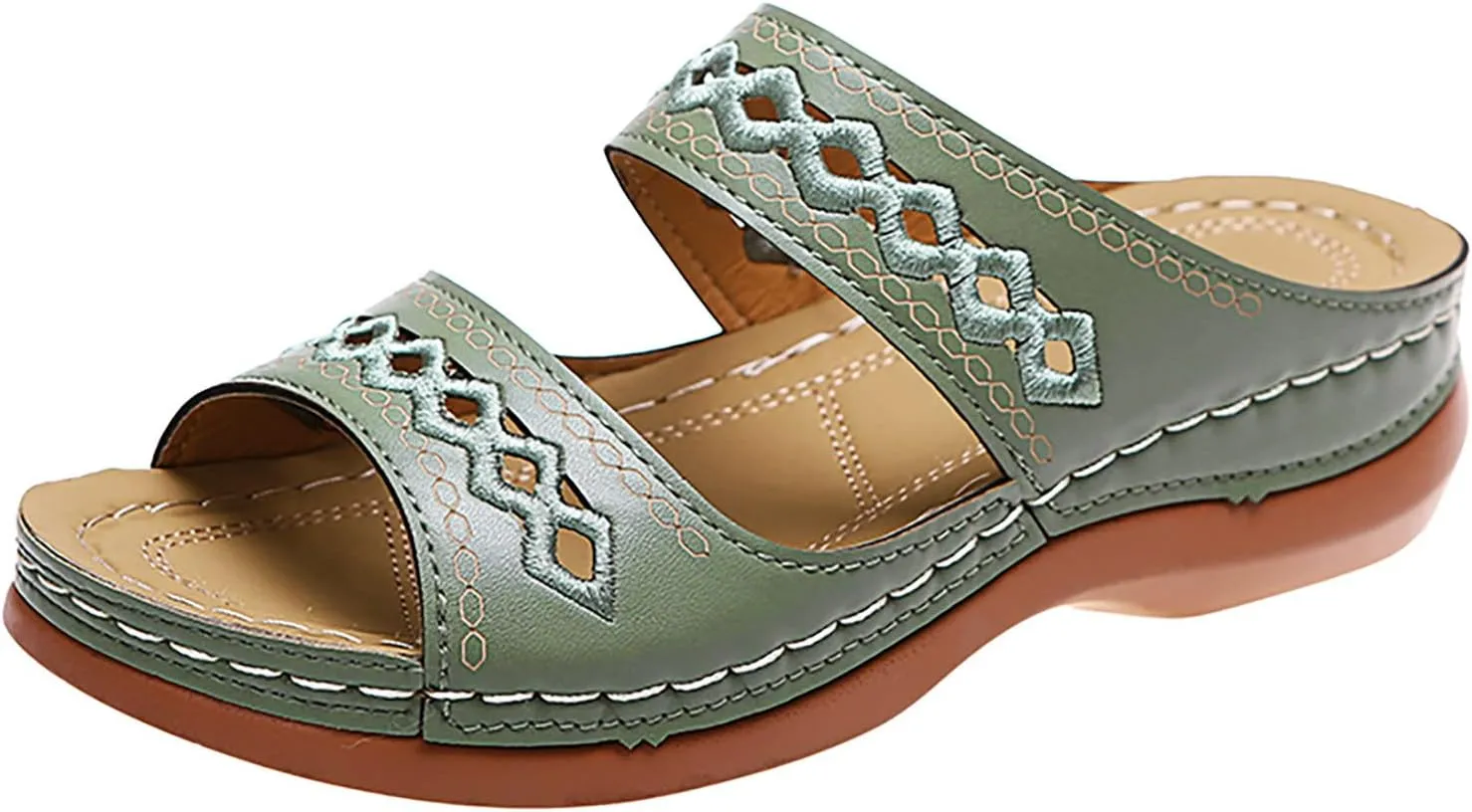 Eduavar Orthopedic Sandals for Women, Womens Sandals Comfortable Slip On Sandals Open Toe Slip On Walking Sandals Shoes