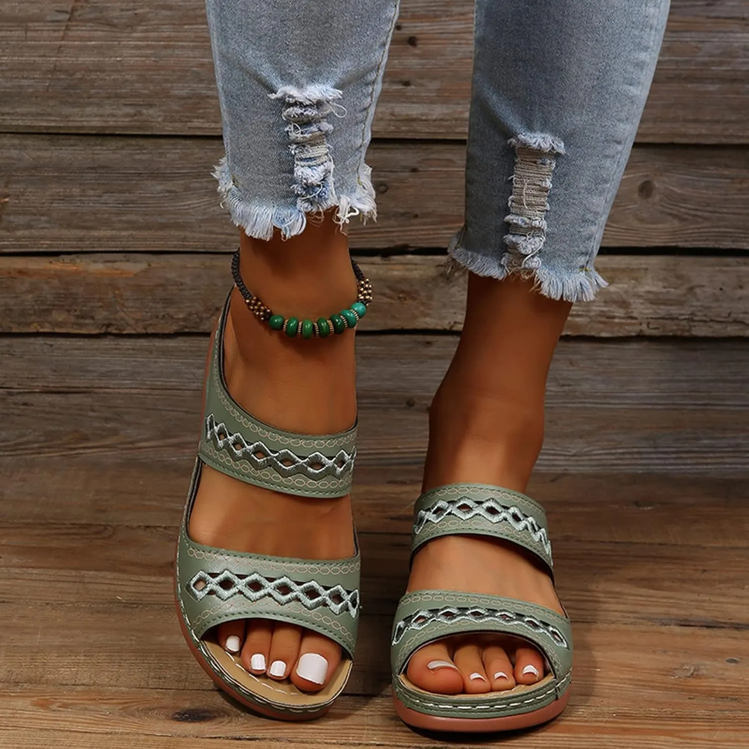 Eduavar Orthopedic Sandals for Women, Womens Sandals Comfortable Slip On Sandals Open Toe Slip On Walking Sandals Shoes