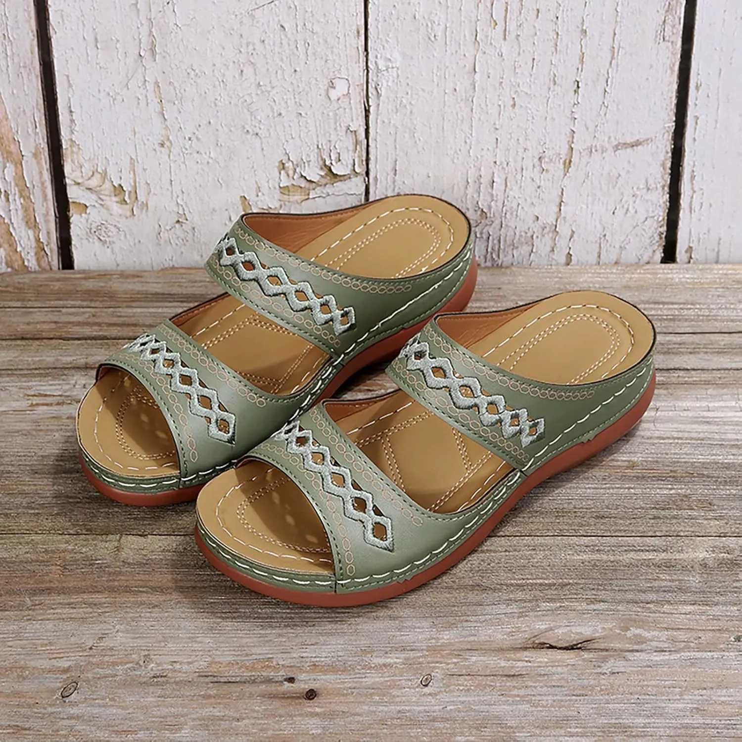 Eduavar Orthopedic Sandals for Women, Womens Sandals Comfortable Slip On Sandals Open Toe Slip On Walking Sandals Shoes