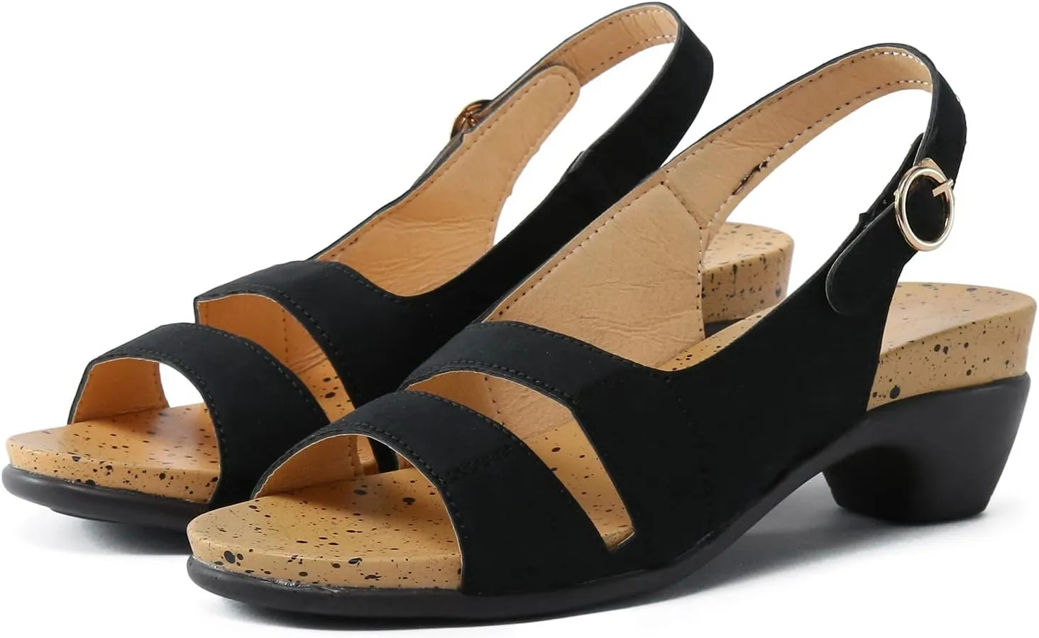 Eduavar Sandals for Women, Sandals Women Orthopedic Sandals Dressy Open Toe Low Heel Sandals with Ankle Strap