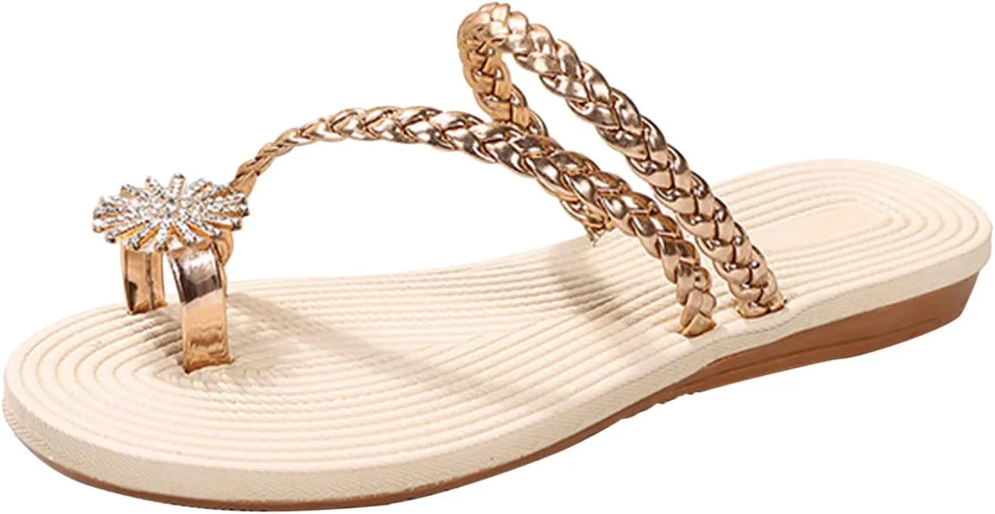 Eduavar Shoes for Women Sandals Dressy, Sandals Women Comfortable Non-Slip Sandals Ring Toe Flip Sandals Slip On Sandals