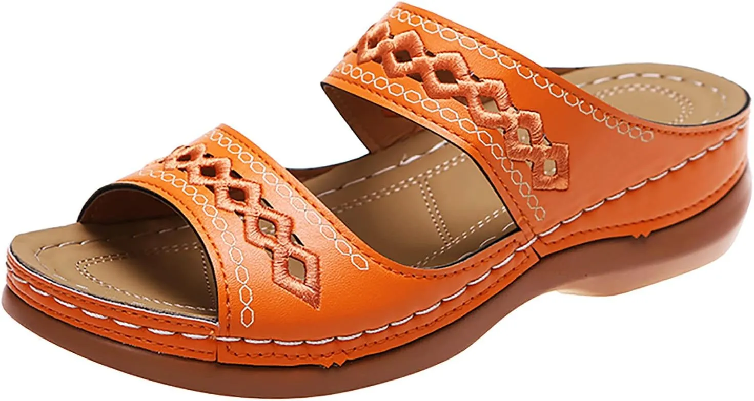 Eduavar Walking Sandals Women Comfort, Womens Sandals Comfortable Slip On Sandals Open Toe Slip On Walking Sandals Shoes