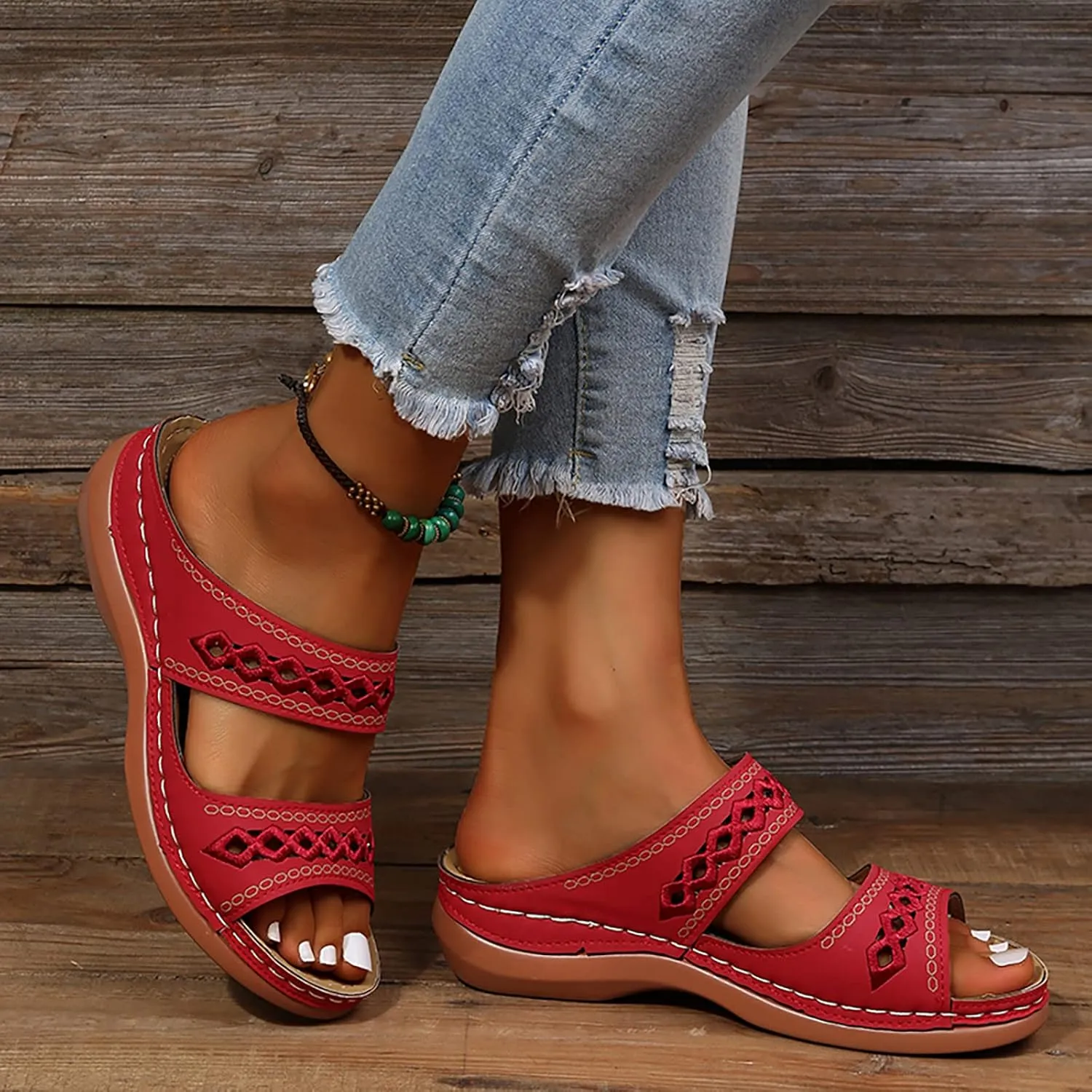Eduavar Walking Sandals Women Comfort, Womens Sandals Comfortable Slip On Sandals Open Toe Slip On Walking Sandals Shoes